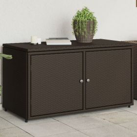 Garden Storage Cabinet Brown PE rattan, powder-coated steel Medium