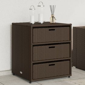 Garden Storage Cabinet Brown PE rattan Medium Garden Storage