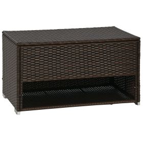 Outsunny Outdoor Deck Box & Shoe Storage, PE Rattan Wicker Towel Rack with Liner for Indoor, Outdoor, Patio Furniture Cushions, Pool, Garden Tool