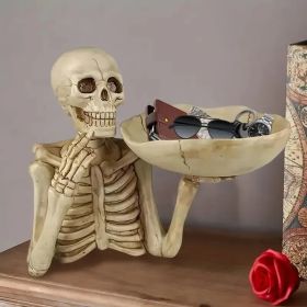 Skull Storage Tray, Halloween Decor, Resin Material, Vivid Skeleton Shape (Option: Yellow)