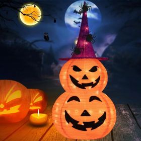 Halloween Decorations, 3FT Halloween Collapsible Pumpkin Decorations With 8 Lighted Mode Jack O Lantern Pumpkins For Outdoor Indoor Garden Yard P (Option: Orange)