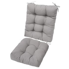 2Pcs Waterproof Rocking Chair Cushion Upper And Lower Back And Seat Sets With Non-Slip Ties Oxford Cloth Surface Polyester Filling Comfortable Fo (Option: Grey)