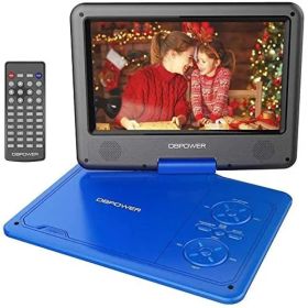DBPOWER 11.5" Portable DVD Player, 5-Hour Built-in Rechargeable Battery, With 9" Swivel Screen, Support CD/DVD/SD Card/USB, With Remote Control, (Option: Blue)