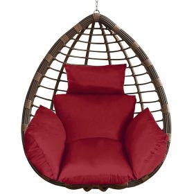 1Pc Egg Chair Cushion Hanging Basket Seat Cushion Thicken Soft Egg Swing Chair Pad Hanging Egg Chair Cushion With Headrest (Option: Wine Red)