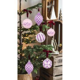 16PCS Shatterproof Christmas Ball Ornaments Set, Hand-Painted Holiday Decor With Assorted Sizes & Designs For Christmas Tree Thanksgiving Party D (Option: Purple)