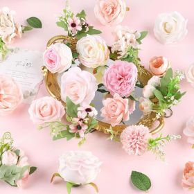 Artificial Flowers Combo Fake Flowers Pink Roses Silk Flowers With Stems For DIY Bridal Wedding Bouquets Centerpieces Arrangements Table Party Ba (Option: BlushPink)